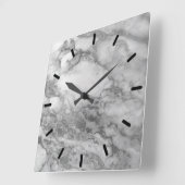 Marble Grey Silver Graphite Carrara Minimale Black Vierkante Klok (Hoek)