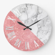 Marble Grey Silver Roos Geometry Roman Numbers