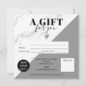 Marble grijs block square gift certificate logo (Voorkant)