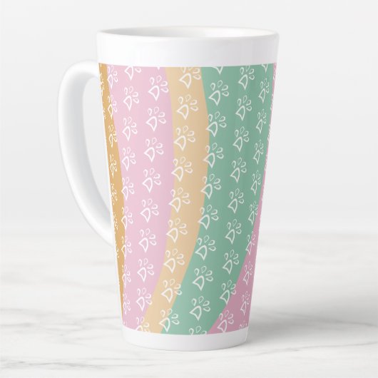 Marble Groovy (Pet Paw afdrukken) Retro Latte Mok (Linkerhoek)