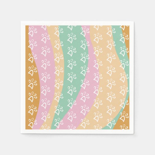 Marble Groovy (Pet Paw afdrukken) Retro Servet (Voorkant)