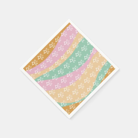 Marble Groovy (Pet Paw afdrukken) Retro Servet (Hoek)