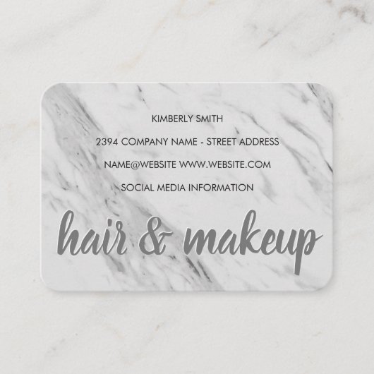 Marble Hair en Makeup Visitekaartje (Voorkant)