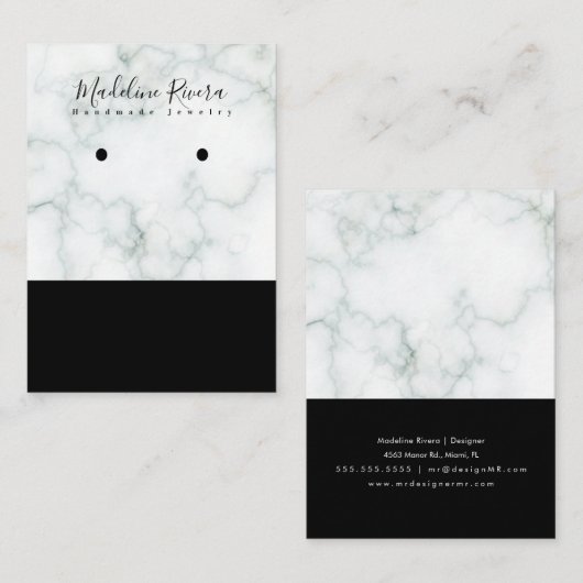 Marble Handmade Artisan Earring Display Kaarten Contactkaartje (Voorkant / Achterkant)