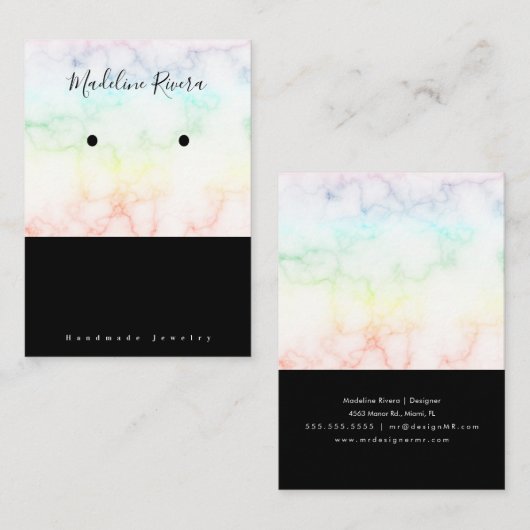 Marble Handmade Artisan Earring Display Kaarten Contactkaartje (Voorkant / Achterkant)