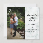 Marble Hearts Save the Dates Photo Briefkaart (Voorkant)