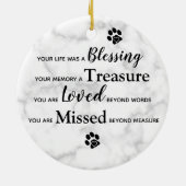 Marble Herembrance Quote Dog Foto Pet Memorial Keramisch Ornament (Achterkant)