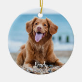 Marble Herembrance Quote Dog Foto Pet Memorial Keramisch Ornament (Voorkant)