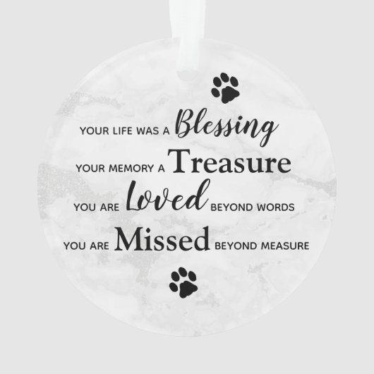 Marble Herembrance Quote Dog Foto Pet Memorial Ornament (achterkant)