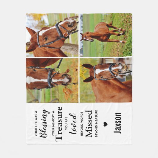 Marble Horse Pet Memorial Foto Fleece Deken (Voorkant)