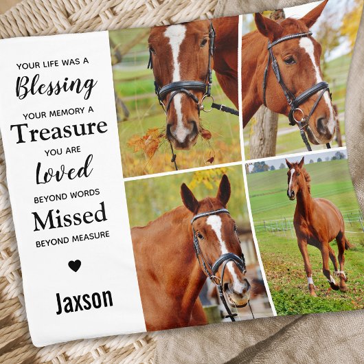 Marble Horse Pet Memorial Foto Fleece Deken