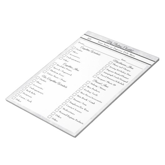Marble Ice Custom Pageant Packing Checklist Notitieblok (Schuin)