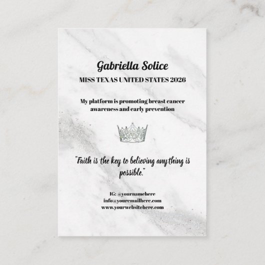 Marble Ice Pageant Platform Visitekaartje (Achterkant)