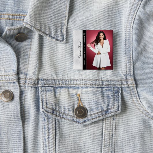 Marble Ice Pageant Sash Button Pin (In situ)