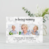 Marble in Loving Memory 3 Photo Sympathy Funeral Bedankkaart (Staand voorkant)