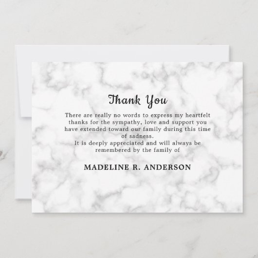 Marble in Loving Memory 3 Photo Sympathy Funeral Bedankkaart (Achterkant)