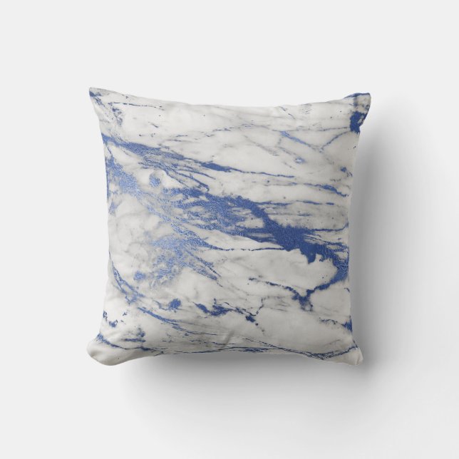 MARBLE INSPIRED WHITE BLUE PILLOW KUSSEN (Voorkant)