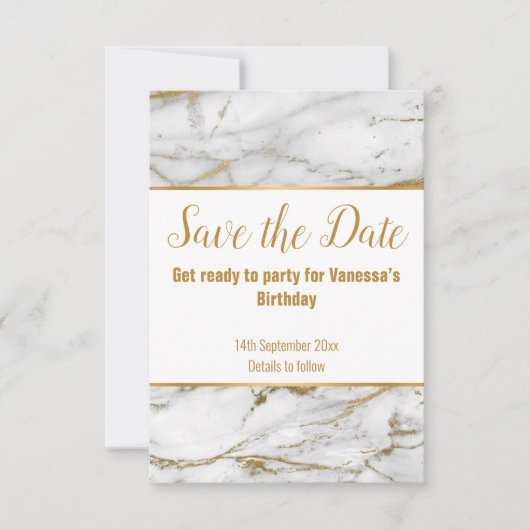MARBLE INSPIRED WHITE GOLD BEWAREN DE DATUM AANKONDIGING (Voorkant)