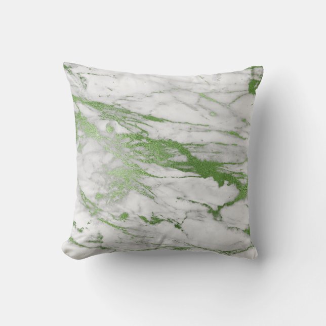 MARBLE INSPIRED WHITE GREEN PILLOW KUSSEN (Voorkant)