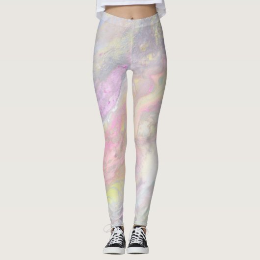 *~* Marble Iridescent Pastel Pinks Blues Swirly Leggings (Voorkant)