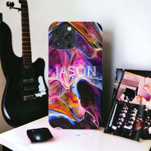 Marble Kijk Rich Blues Paars gepersonaliseerd Case-Mate iPhone Case