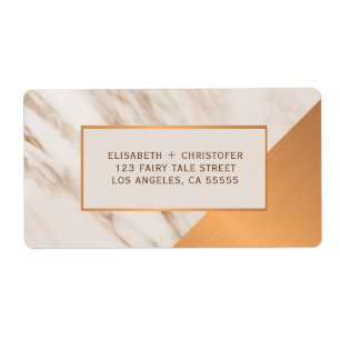 Marble koperen geometric bruiloft return address etiket