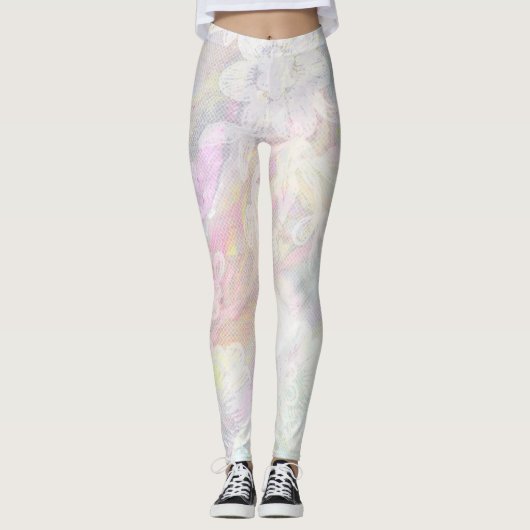 *~* Marble Lace Iridescent Pastel Pinks Blues Leggings (Voorkant)