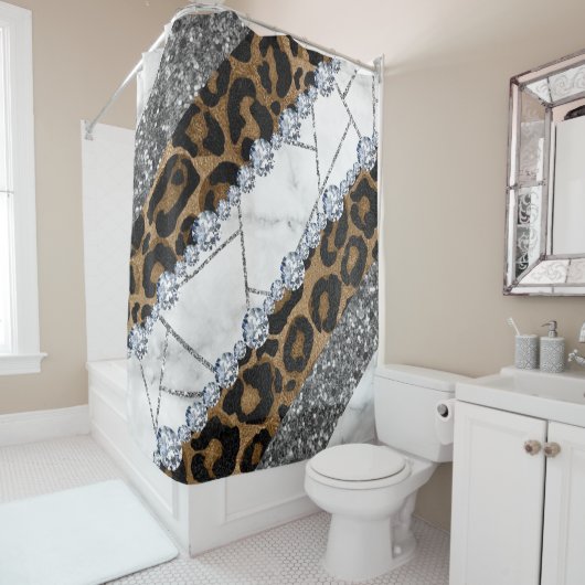Marble Leopard Shower Curtain Douchegordijn (In situ)