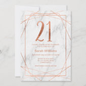 Marble Line Art 21st Birthday Invitation Kaart (Voorkant)