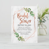 Marble Line Art Greenery Bruids Douche Uitnodiging (Staand voorkant)