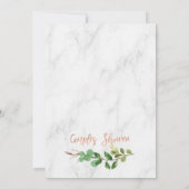 Marble Line Art Greenery Paren Douche Uitnodiging (Achterkant)
