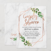 Marble Line Art Greenery Paren Douche Uitnodiging (Voorkant / Achterkant)