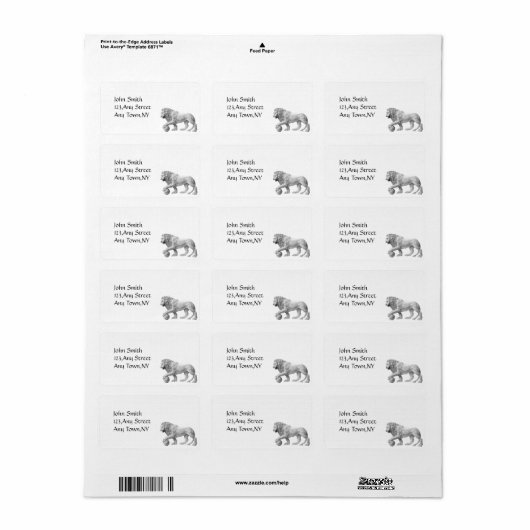 Marble Lion Address Label Sjabloon (Full Sheet)