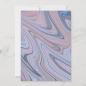 Marble Liquid Blush Blue Gold Typography Weddensch Kaart (Achterkant)