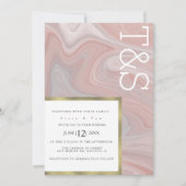 Marble Liquid Blush Gold Typography Weddenschap Kaart (Voorkant)