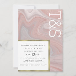 Marble Liquid Blush Gold Typography Weddenschap Kaart