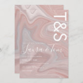 Marble Liquid Blush Pink Typography Weddenschap Kaart (Voorkant / Achterkant)