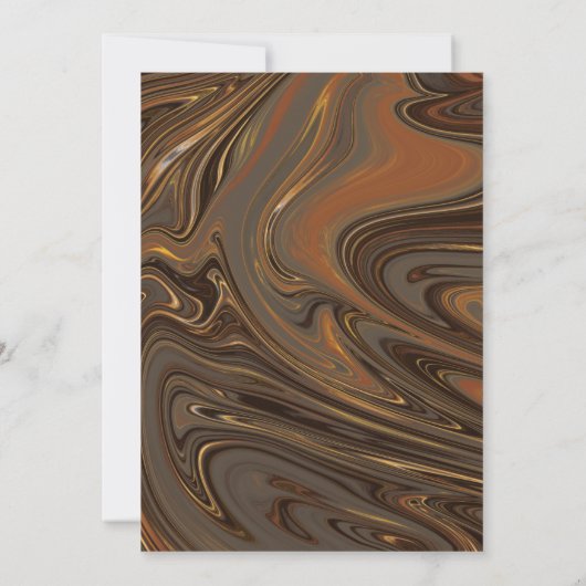 Marble Liquid Brown Gold Typography Weddenschap Kaart (Achterkant)