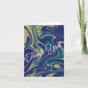 Marble Liquid Faux Gold Blue Hartelijk dank