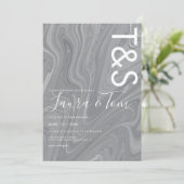 Marble Liquid Gray Agate Typography Wedding Invita Kaart (Staand voorkant)