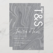 Marble Liquid Gray Agate Typography Wedding Invita Kaart (Voorkant / Achterkant)
