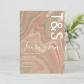 Marble Liquid Terracotta Agate Typography Wedding Kaart (Staand voorkant)