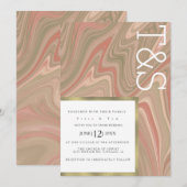 Marble Liquid Terracotta Agate Typography Wedding Kaart (Voorkant / Achterkant)