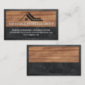 Marble Logo Real Estate Agent | Houtleder Visitekaartje (Voorkant / Achterkant)
