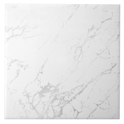 Marble look Silver Grey White Tegel Tegeltje (Voorkant)