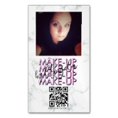 Marble Makeup Salon QR Code Foto Magnetisch Visitekaartje (Voorkant Verticaal)