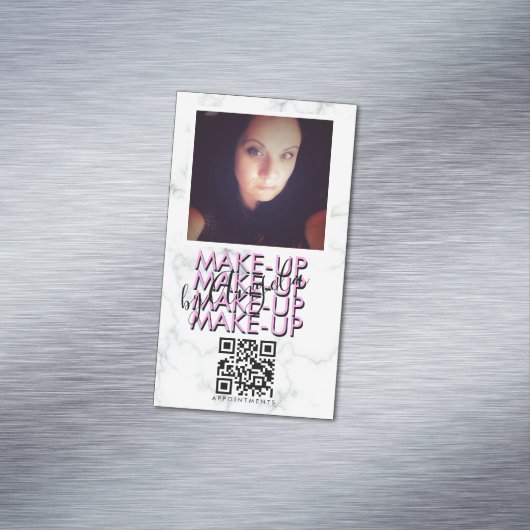 Marble Makeup Salon QR Code Foto Magnetisch Visitekaartje (Voorbeeld)