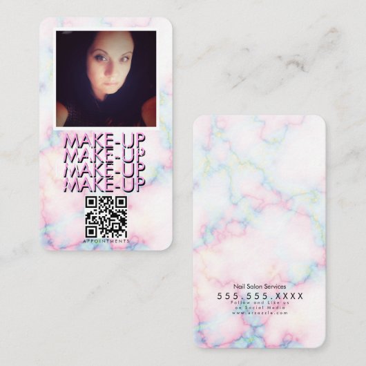 Marble Makeup Salon QR Code Foto Visitekaartje (Voorkant / Achterkant)