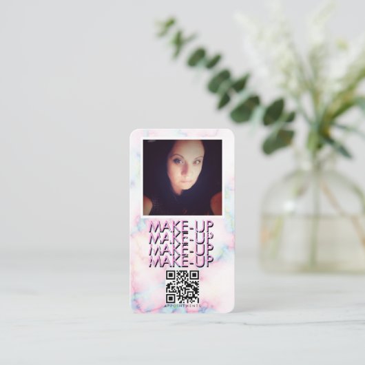 Marble Makeup Salon QR Code Foto Visitekaartje (Staand voorkant)