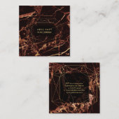 Marble Masala Red+Faux Gold Gemstone Facet Vierkante Visitekaartje (Voorkant / Achterkant)